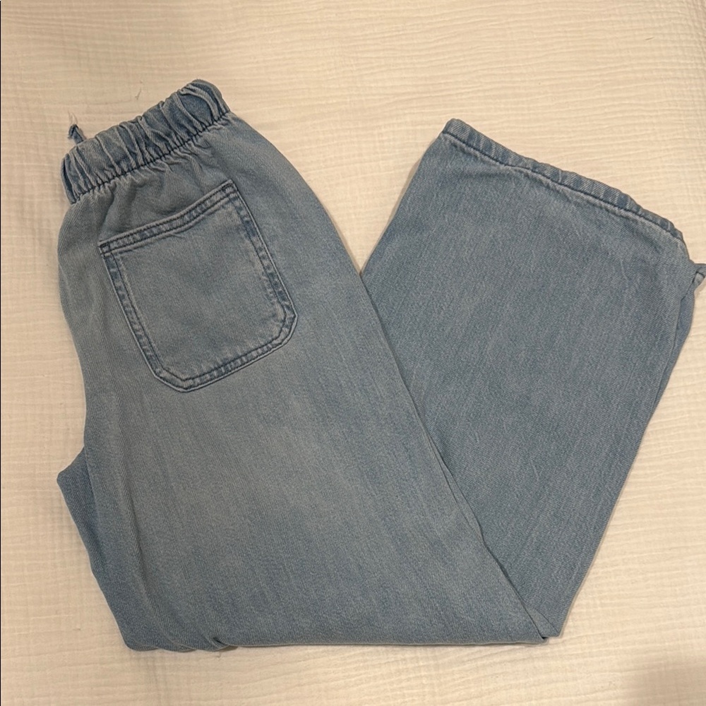Zara Girls Drawstring Light Blue Elastic Waist Jeans